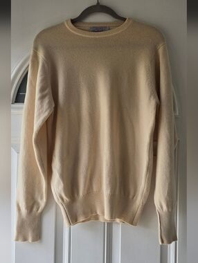 Ballantyne Scotland 100% Pure Cashmere Crew Neck Sweater Warm Cream Vintage
